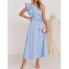 imageZESICA Womens 2025 Summer One Shoulder Ruffle Dress Sleeveless Empire Waist Boho Flowy Maxi DressesSky