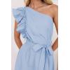 imageZESICA Womens 2025 Summer One Shoulder Ruffle Dress Sleeveless Empire Waist Boho Flowy Maxi DressesSky