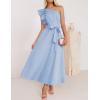 imageZESICA Womens 2025 Summer One Shoulder Ruffle Dress Sleeveless Empire Waist Boho Flowy Maxi DressesSky