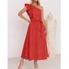 imageZESICA Womens 2025 Summer One Shoulder Ruffle Dress Sleeveless Empire Waist Boho Flowy Maxi DressesWatermelonred