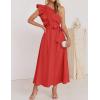 imageZESICA Womens 2025 Summer One Shoulder Ruffle Dress Sleeveless Empire Waist Boho Flowy Maxi DressesWatermelonred