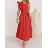 imageZESICA Womens 2025 Summer One Shoulder Ruffle Dress Sleeveless Empire Waist Boho Flowy Maxi DressesWatermelonred
