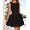 imageZESICA Womens Sexy Backless Cocktail Mini Dress Sleeveless Boat Neck Swing A Line Wedding Club Party Tank DressesBlack