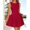 imageZESICA Womens Sexy Backless Cocktail Mini Dress Sleeveless Boat Neck Swing A Line Wedding Club Party Tank DressesRed