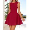 imageZESICA Womens Sexy Backless Cocktail Mini Dress Sleeveless Boat Neck Swing A Line Wedding Club Party Tank DressesRed