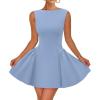 imageZESICA Womens Sexy Backless Cocktail Mini Dress Sleeveless Boat Neck Swing A Line Wedding Club Party Tank DressesLight Blue