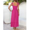 imageZESICA Womens 2025 Summer Boho Spaghetti Strap Square Neck Solid Color Ruffle A Line Beach Long Maxi DressRose