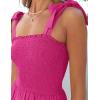 imageZESICA Womens 2025 Summer Boho Spaghetti Strap Square Neck Solid Color Ruffle A Line Beach Long Maxi DressRose