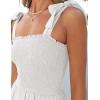 imageZESICA Womens 2025 Summer Boho Spaghetti Strap Square Neck Solid Color Ruffle A Line Beach Long Maxi DressWhite