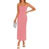 imageZESICA Womens 2025 Summer Boho Floral Strapless Bodycon Dress Off Shoulder Tube Beach Party Long Midi DressesDusty Pink