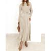 imageZESICA Womens Spring Turtleneck Long Sleeve Sweater Dress Tie Waist Casual Loose Ribbed Knit A Line Midi DressesApricot