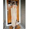 imageZESICA Womens Spring Turtleneck Long Sleeve Sweater Dress Tie Waist Casual Loose Ribbed Knit A Line Midi DressesApricot