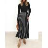 imageZESICA Womens Spring Turtleneck Long Sleeve Sweater Dress Tie Waist Casual Loose Ribbed Knit A Line Midi DressesBlack