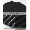 imageZESICA Womens Spring Turtleneck Long Sleeve Sweater Dress Tie Waist Casual Loose Ribbed Knit A Line Midi DressesBlack