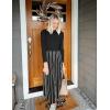 imageZESICA Womens Spring Turtleneck Long Sleeve Sweater Dress Tie Waist Casual Loose Ribbed Knit A Line Midi DressesBlack