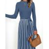 imageZESICA Womens Spring Turtleneck Long Sleeve Sweater Dress Tie Waist Casual Loose Ribbed Knit A Line Midi DressesDusty Blue
