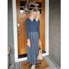 imageZESICA Womens Spring Turtleneck Long Sleeve Sweater Dress Tie Waist Casual Loose Ribbed Knit A Line Midi DressesDusty Blue
