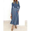 imageZESICA Womens Spring Turtleneck Long Sleeve Sweater Dress Tie Waist Casual Loose Ribbed Knit A Line Midi DressesDusty Blue