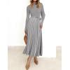 imageZESICA Womens Spring Turtleneck Long Sleeve Sweater Dress Tie Waist Casual Loose Ribbed Knit A Line Midi DressesGrey