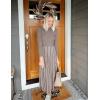 imageZESICA Womens Spring Turtleneck Long Sleeve Sweater Dress Tie Waist Casual Loose Ribbed Knit A Line Midi DressesKhaki