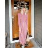 imageZESICA Womens Spring Turtleneck Long Sleeve Sweater Dress Tie Waist Casual Loose Ribbed Knit A Line Midi DressesPink
