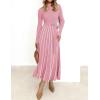 imageZESICA Womens Spring Turtleneck Long Sleeve Sweater Dress Tie Waist Casual Loose Ribbed Knit A Line Midi DressesPink