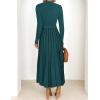 imageZESICA Womens Spring Turtleneck Long Sleeve Sweater Dress Tie Waist Casual Loose Ribbed Knit A Line Midi DressesTeal