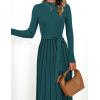 imageZESICA Womens Spring Turtleneck Long Sleeve Sweater Dress Tie Waist Casual Loose Ribbed Knit A Line Midi DressesTeal