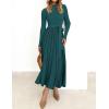 imageZESICA Womens Spring Turtleneck Long Sleeve Sweater Dress Tie Waist Casual Loose Ribbed Knit A Line Midi DressesTeal