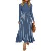imageZESICA Womens Spring Turtleneck Long Sleeve Sweater Dress Tie Waist Casual Loose Ribbed Knit A Line Midi DressesDusty Blue