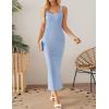 imageZESICA Womens 2025 Summer Casual Square Neck Bodycon Midi Dresses Spring Sleeveless Side Slit Knit Beach Vacation Long DressBlue