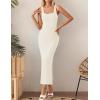 imageZESICA Womens 2025 Summer Casual Square Neck Bodycon Midi Dresses Spring Sleeveless Side Slit Knit Beach Vacation Long DressIvory