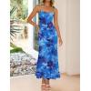 imageZESICA Womens Summer Floral Spaghetti Straps Maxi Dress 2025 Sleeveless Square Neck Bodycon Beach Boho Long DressesBlue