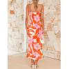 imageZESICA Womens Summer Floral Spaghetti Straps Maxi Dress 2025 Sleeveless Square Neck Bodycon Beach Boho Long DressesOrange