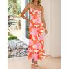 imageZESICA Womens Summer Floral Spaghetti Straps Maxi Dress 2025 Sleeveless Square Neck Bodycon Beach Boho Long DressesOrange