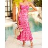 imageZESICA Womens Summer Floral Spaghetti Straps Maxi Dress 2025 Sleeveless Square Neck Bodycon Beach Boho Long DressesRose