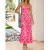 imageZESICA Womens Summer Floral Spaghetti Straps Maxi Dress 2025 Sleeveless Square Neck Bodycon Beach Boho Long DressesRose
