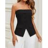 imageZESICA Womens 2025 Trendy Strapless Blazer Vests Summer Dressy Tube Vest Tops Elegant ClothesBlack