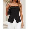 imageZESICA Womens 2025 Trendy Strapless Blazer Vests Summer Dressy Tube Vest Tops Elegant ClothesBlack