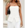 imageZESICA Womens 2025 Trendy Strapless Blazer Vests Summer Dressy Tube Vest Tops Elegant ClothesIvory