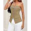 imageZESICA Womens 2025 Trendy Strapless Blazer Vests Summer Dressy Tube Vest Tops Elegant ClothesKhaki