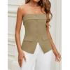 imageZESICA Womens 2025 Trendy Strapless Blazer Vests Summer Dressy Tube Vest Tops Elegant ClothesKhaki