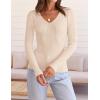 imageZESICA Womens Fall Long Sleeve V Neck T Shirts Ribbed Knit Sweater Slim Fit Solid Basic Casual Tee TopsApricot