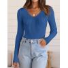 imageZESICA Womens Fall Long Sleeve V Neck T Shirts Ribbed Knit Sweater Slim Fit Solid Basic Casual Tee TopsCobalt
