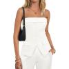 imageZESICA Womens 2025 Trendy Strapless Blazer Vests Summer Dressy Tube Vest Tops Elegant ClothesIvory