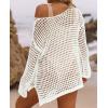 imageZESICA Womens 2025 Summer Crochet Hollow Out Long Sleeve Beach Bikini Swimsuit Mesh Cover Up Tunic TopApricot