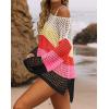 imageZESICA Womens 2025 Summer Crochet Hollow Out Long Sleeve Beach Bikini Swimsuit Mesh Cover Up Tunic TopWatermelon