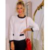 imageZESICA Womens Fall Sweaters 2025 Long Sleeve Crewneck Knit Color Block Lightweight Pullover Tops ClothesWhite