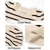 imageZESICA Womens Striped Puff Long Sleeve Tops Fall Crewneck Ribbed Knit Casual Pullover SweatersApricot