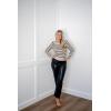 imageZESICA Womens Striped Puff Long Sleeve Tops Fall Crewneck Ribbed Knit Casual Pullover SweatersApricot